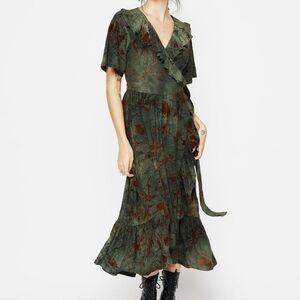 Disturbia Witchfire Ruffel Midaxi Wrap Dress